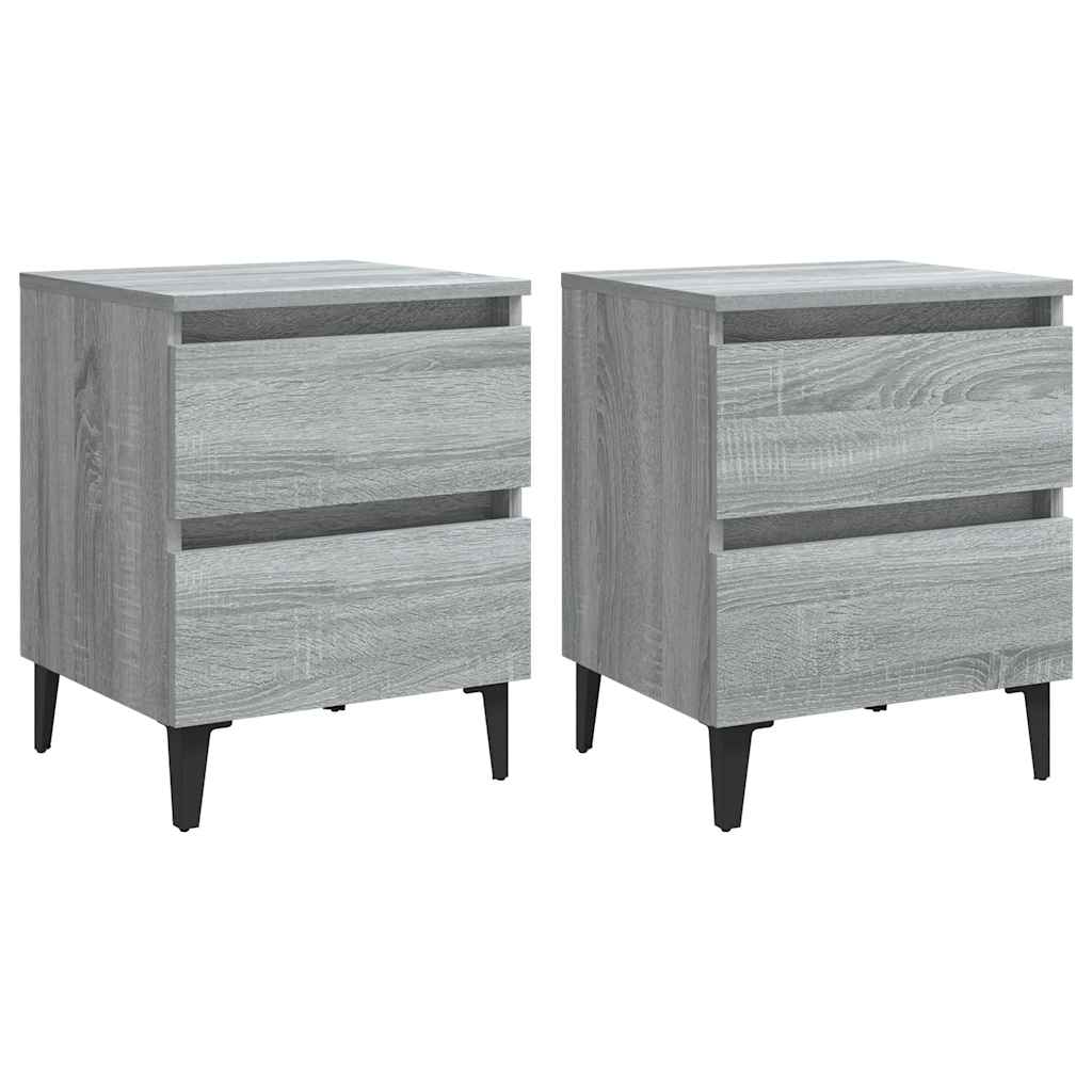 E-shop vidaXL Nočné stolíky s kovovými nohami 2 ks sivý dub sonoma 40x30x50cm