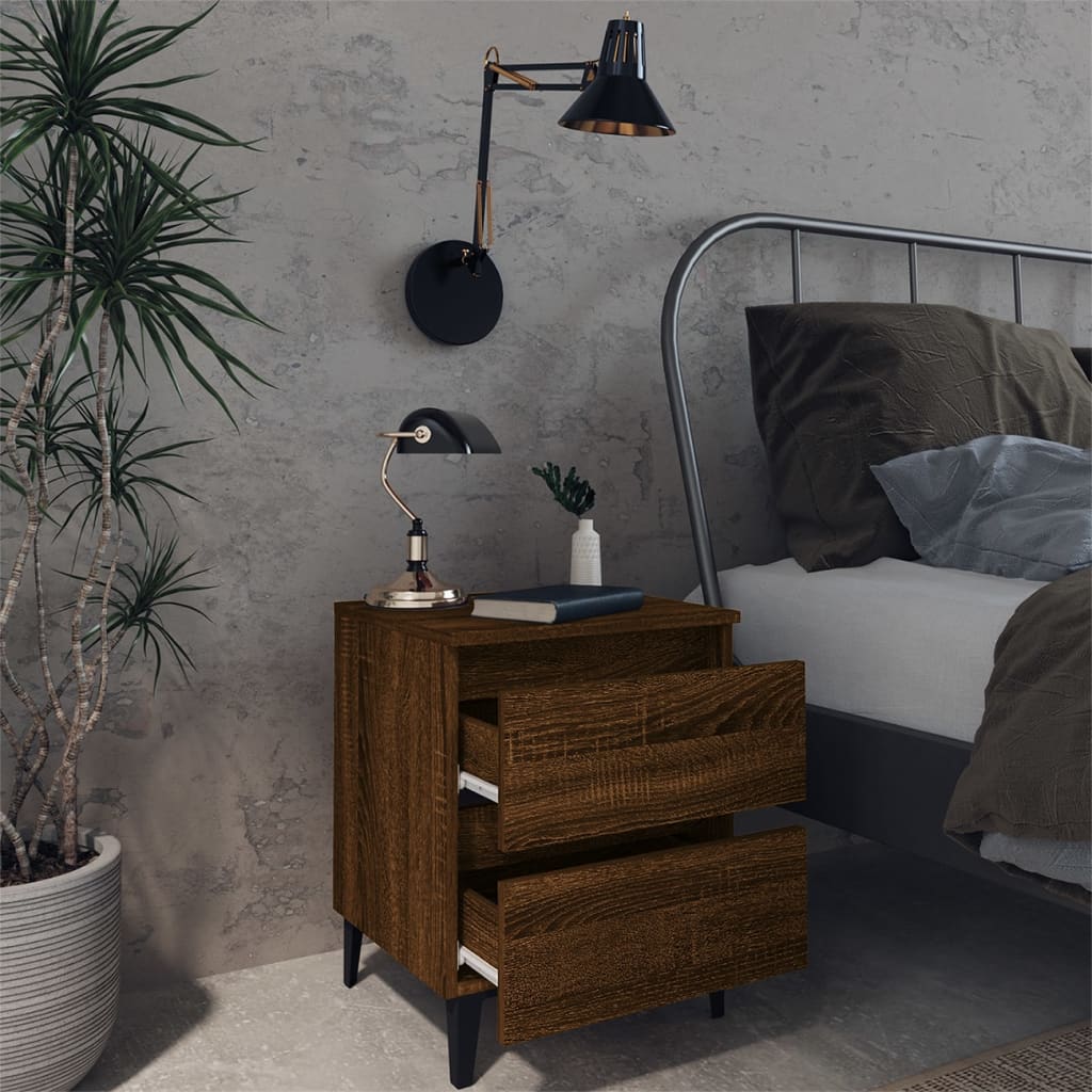 

vidaXL Nachtkastje met metalen poten 40x35x50 cm bruineikenkleurig