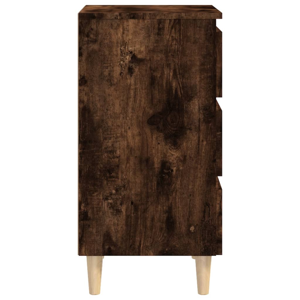  Nočný stolík s nohami z masívneho dreva dymový dub 40x35x69 cm