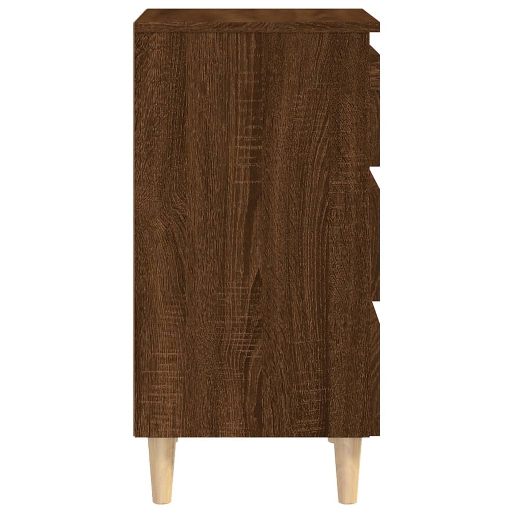  Nočný stolík s nohami z masívneho dreva hnedý dub 40x35x69 cm