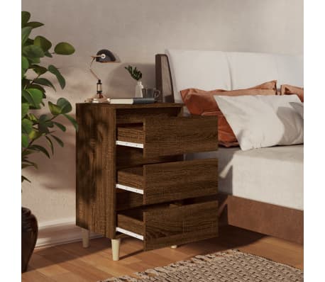 vidaXL Nattbord med ben i heltre 2 stk brun eik 40x35x69 cm