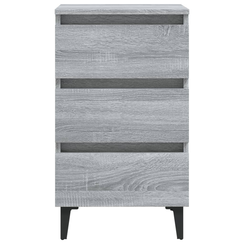 

vidaXL Nachtkastje met metalen poten 40x35x69 cm grijs sonoma eiken