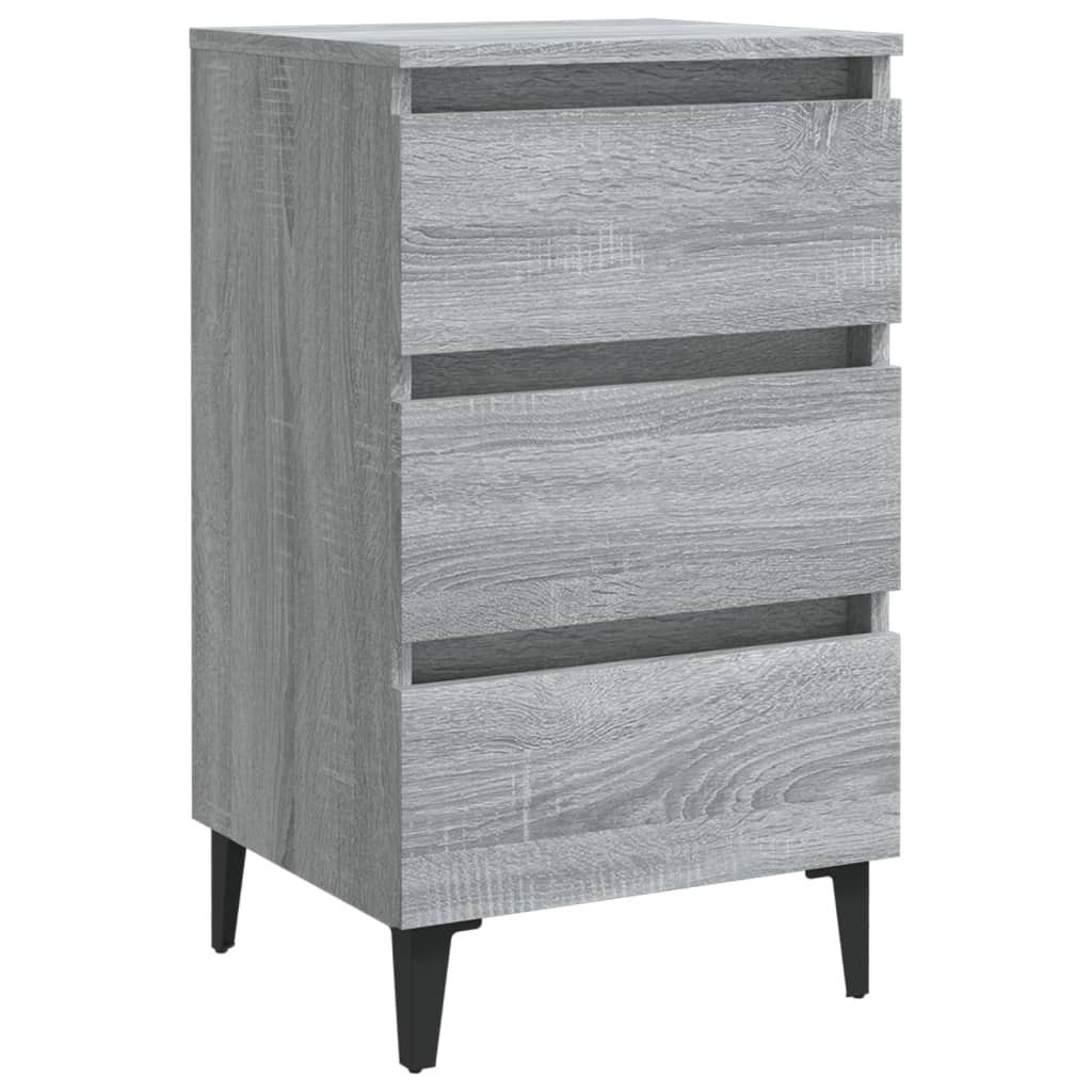 

vidaXL Nachtkastjes 2 st met metalen poten 40x35x69 cm grijs sonoma