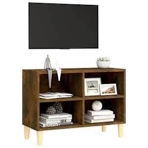TV stolek masivní dřevěné nohy kouřový dub 69,5 x 30 x 50 cm - obrázek 5
