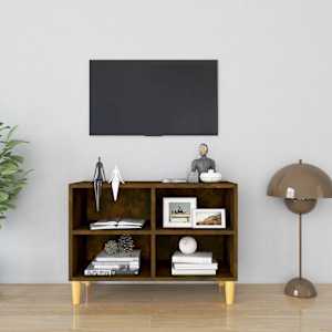 TV stolek masivní dřevěné nohy kouřový dub 69,5 x 30 x 50 cm - obrázek 1