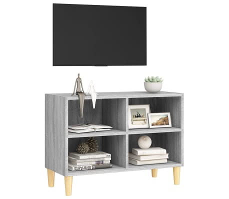 vidaXL TV Cabinet with Solid Wood Legs Grey Sonoma 69.5x30x50 cm