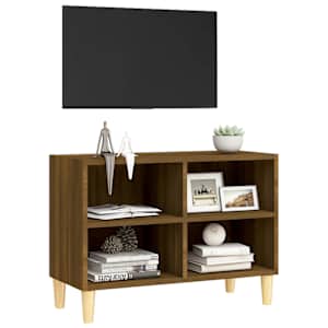 TV stolek masivní dřevěné nohy hnědý dub 69,5 x 30 x 50 cm - obrázek 5