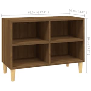 TV stolek masivní dřevěné nohy hnědý dub 69,5 x 30 x 50 cm - obrázek 7