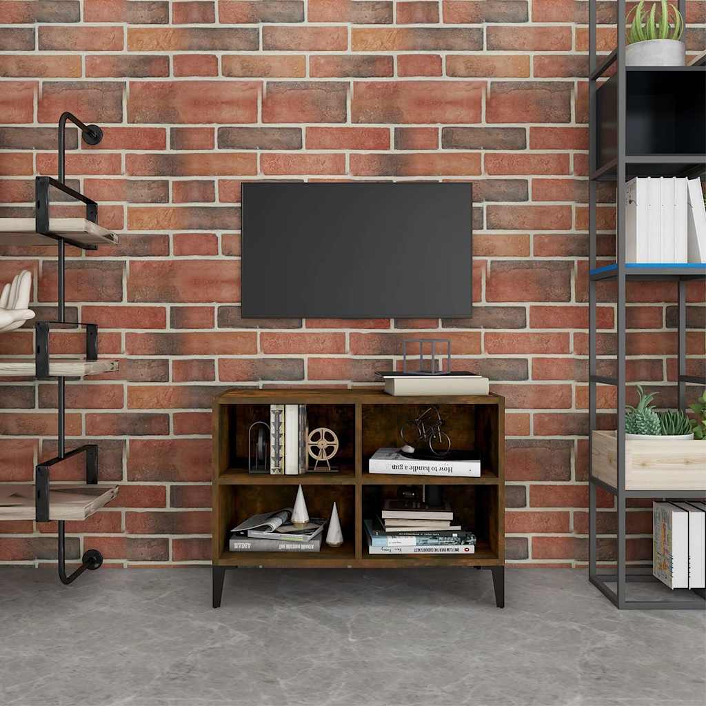 vidaXL Szafka pod TV, metalowe n�ki, przydymiony d�b, 69,5x30x50 cm