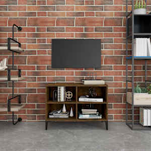 TV stolek s kovovými nohami kouřový dub 69,5 x 30 x 50 cm - obrázek 1