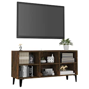TV stolek s kovovými nohami kouřový dub 103,5 x 30 x 50 cm - obrázek 3