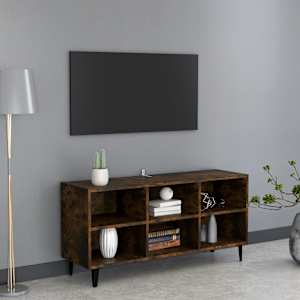 TV stolek s kovovými nohami kouřový dub 103,5 x 30 x 50 cm - obrázek 1