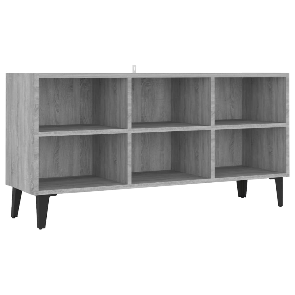 vidaXL TV stolek s kovovými nohami šedý sonoma 103,5 x 30 x 50 cm