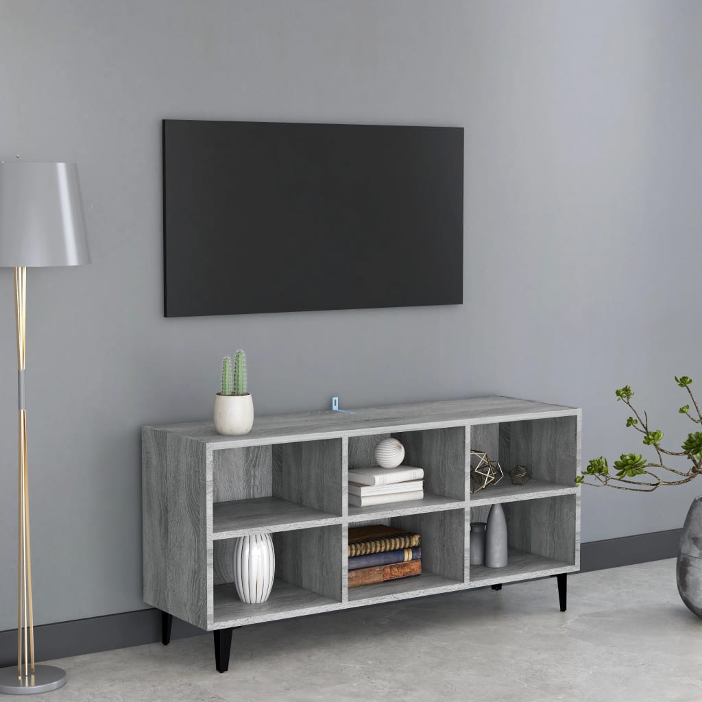 vidaXL Szafka pod TV, metalowe nki, szary db sonoma, 103,5x30x50 cm