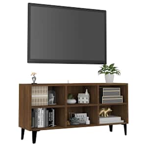 vidaXL TV spintelė su metalinėmis kojomis, ruda ąžuolo, 103,5x30x50cm