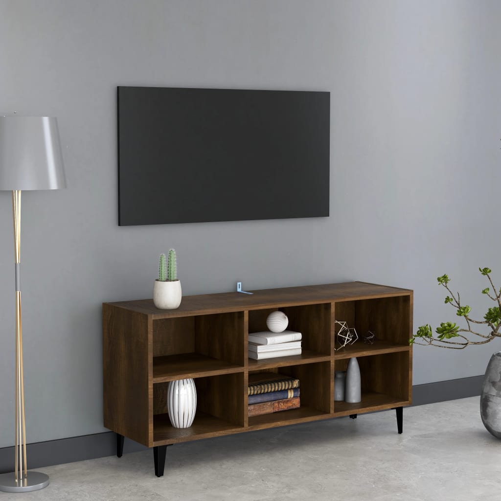 TV-taso metallijalat ruskea tammi 1035x30x50 cm