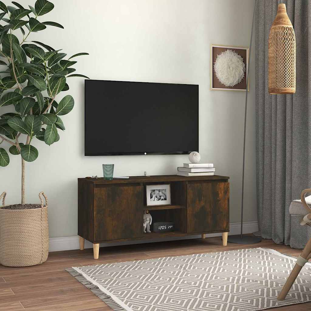 vidaXL Szafka TV, drewniane n�ki, przydymiony d�b, 103,5x35x50 cm