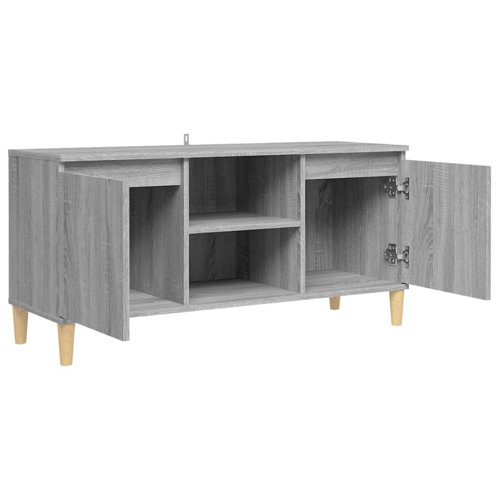 Meuble TV avec pieds en bois solide Sonoma gris 103,5x35x50 cm | meublestv.fr 5