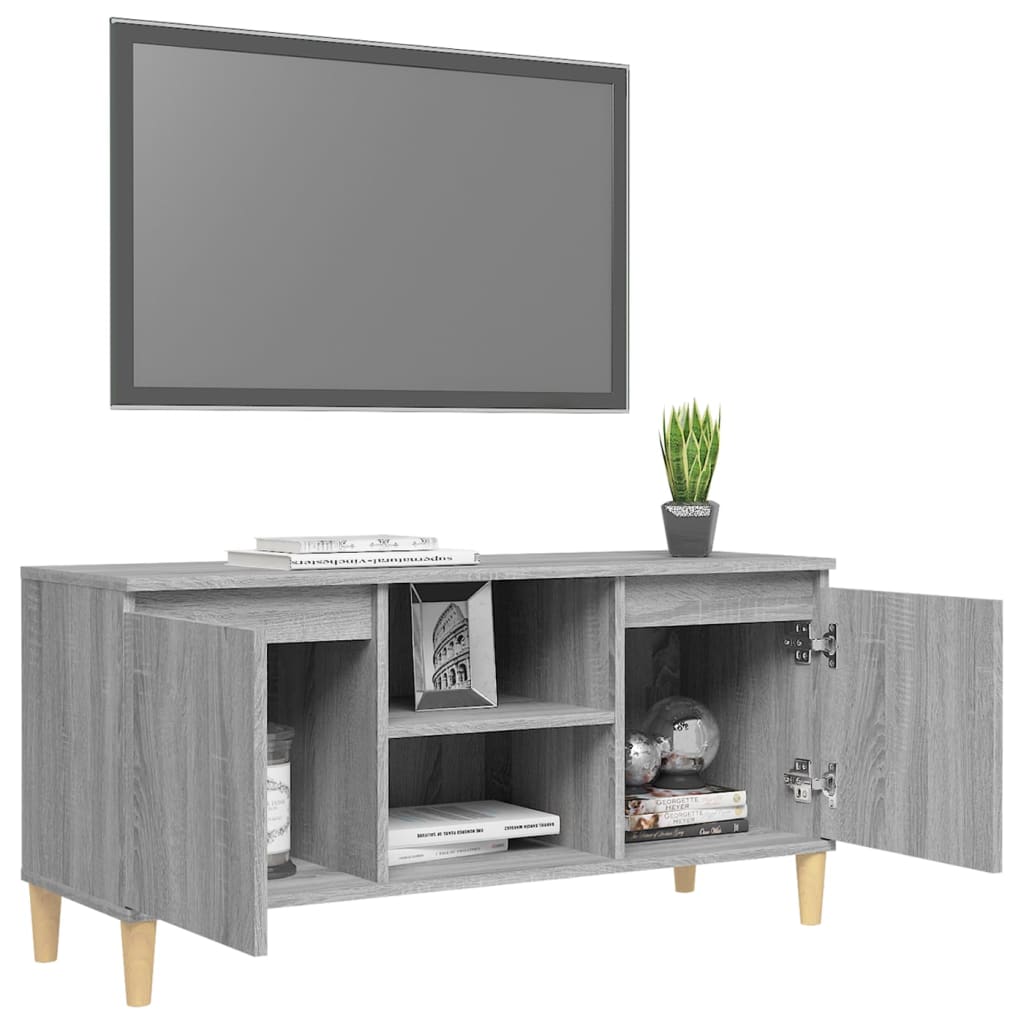 Meuble TV avec pieds en bois solide Sonoma gris 103,5x35x50 cm | meublestv.fr 8