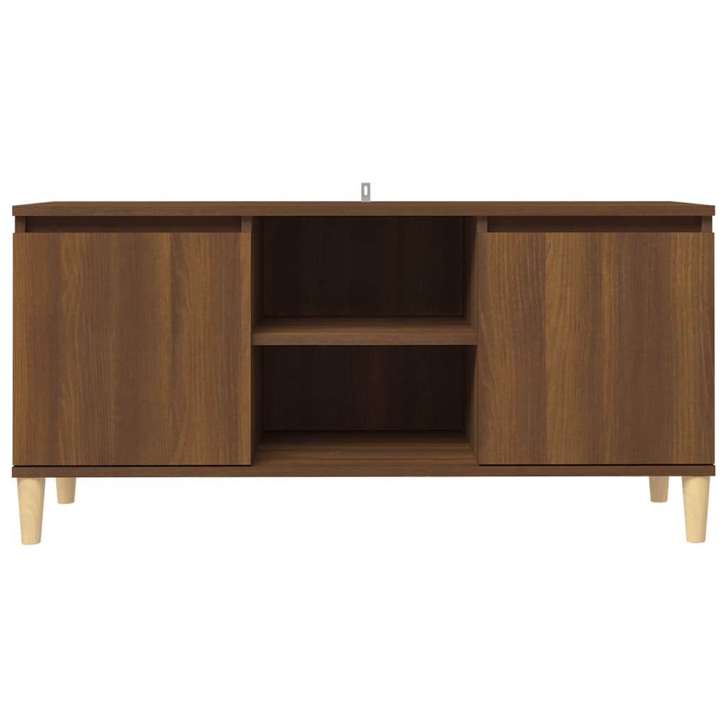 vidaXL Mueble de TV patas madera maciza marrón roble 103,5x35x50 cm