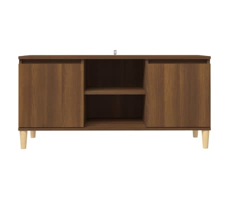 vidaXL TV Cabinet with Solid Wood Legs Brown Oak 103.5x35x50 cm