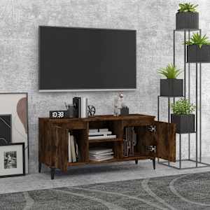 TV stolek s kovovými nohami kouřový dub 103,5 x 35 x 50 cm - obrázek 3