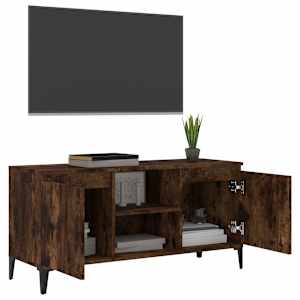 TV stolek s kovovými nohami kouřový dub 103,5 x 35 x 50 cm - obrázek 4