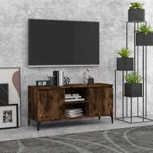 TV stolek s kovovými nohami kouřový dub 103,5 x 35 x 50 cm - obrázek 1