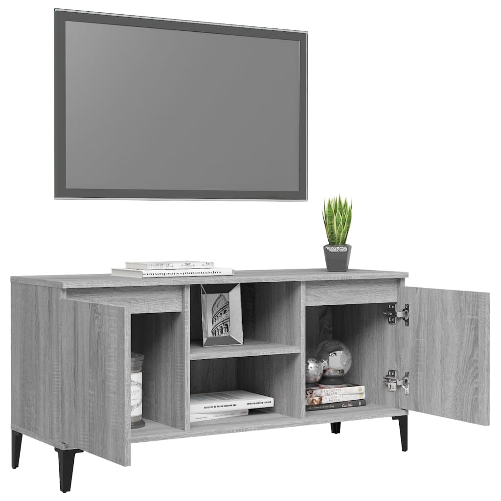 Meuble TV avec pieds en métal Sonoma gris 103,5x35x50 cm | meublestv.fr 5