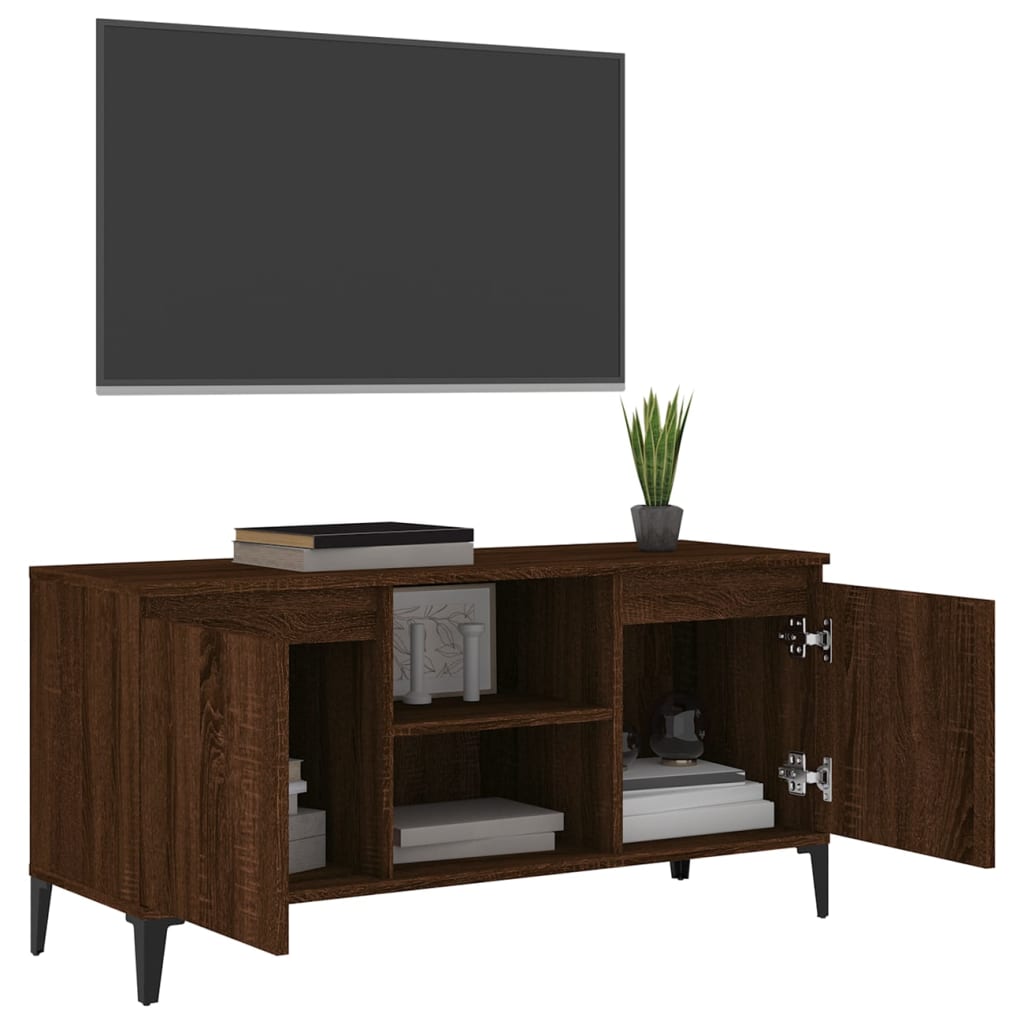 Meuble TV avec pieds en métal Chêne marron 103,5x35x50 cm | meublestv.fr 5