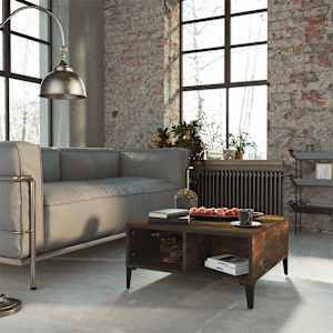 Klubska mizica dimljeni hrast 60x60x30 cm iverna plošča