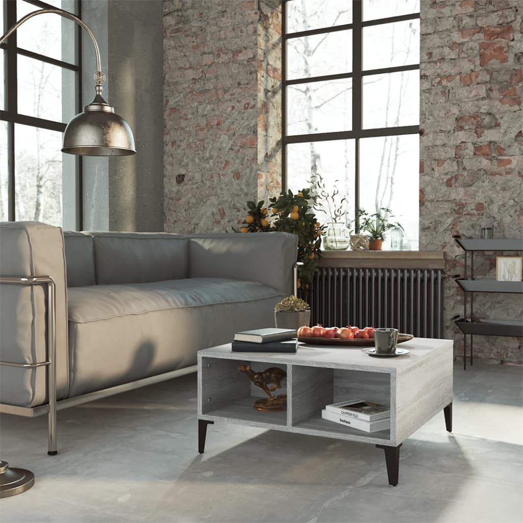 vidaXL sofabord 60x60x30 cm spånplade grå sonoma-eg