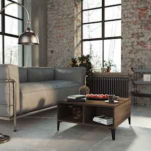 Klubska mizica rjavi hrast 60x60x30 cm iverna plošča