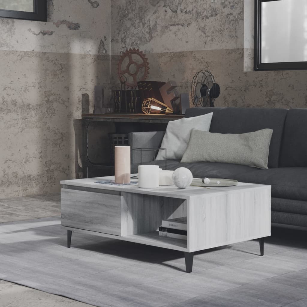 vidaXL sofabord 90x60x35 cm spånplade grå sonoma-eg
