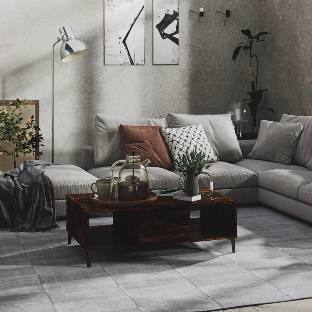 vidaXL Stolik kawowy, przydymiony d�b, 103,5x60x35 cm