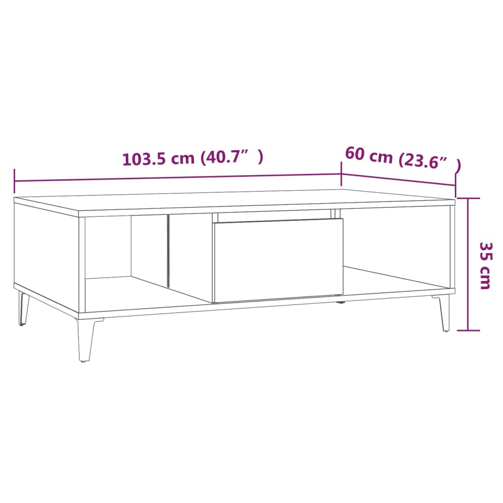  Konferenčný stolík sivý sonoma 103,5x60x35 cm drevotrieska