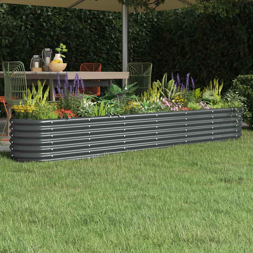 Plantekasse højbed 260×40×36 cm - galvaniseret stål, antracitgrå