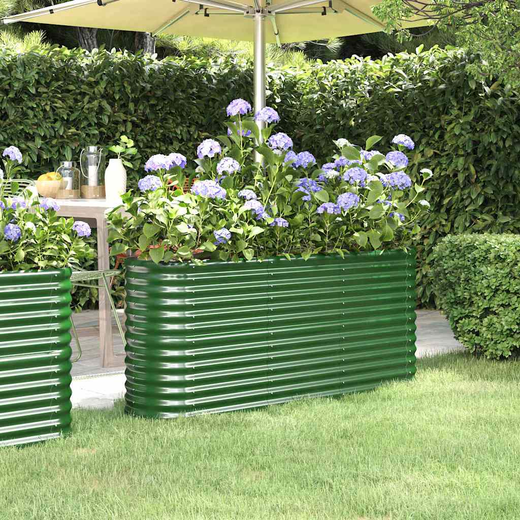 Plantekasse/højbed 152 × 40 × 68 cm - galvaniseret stål, grøn