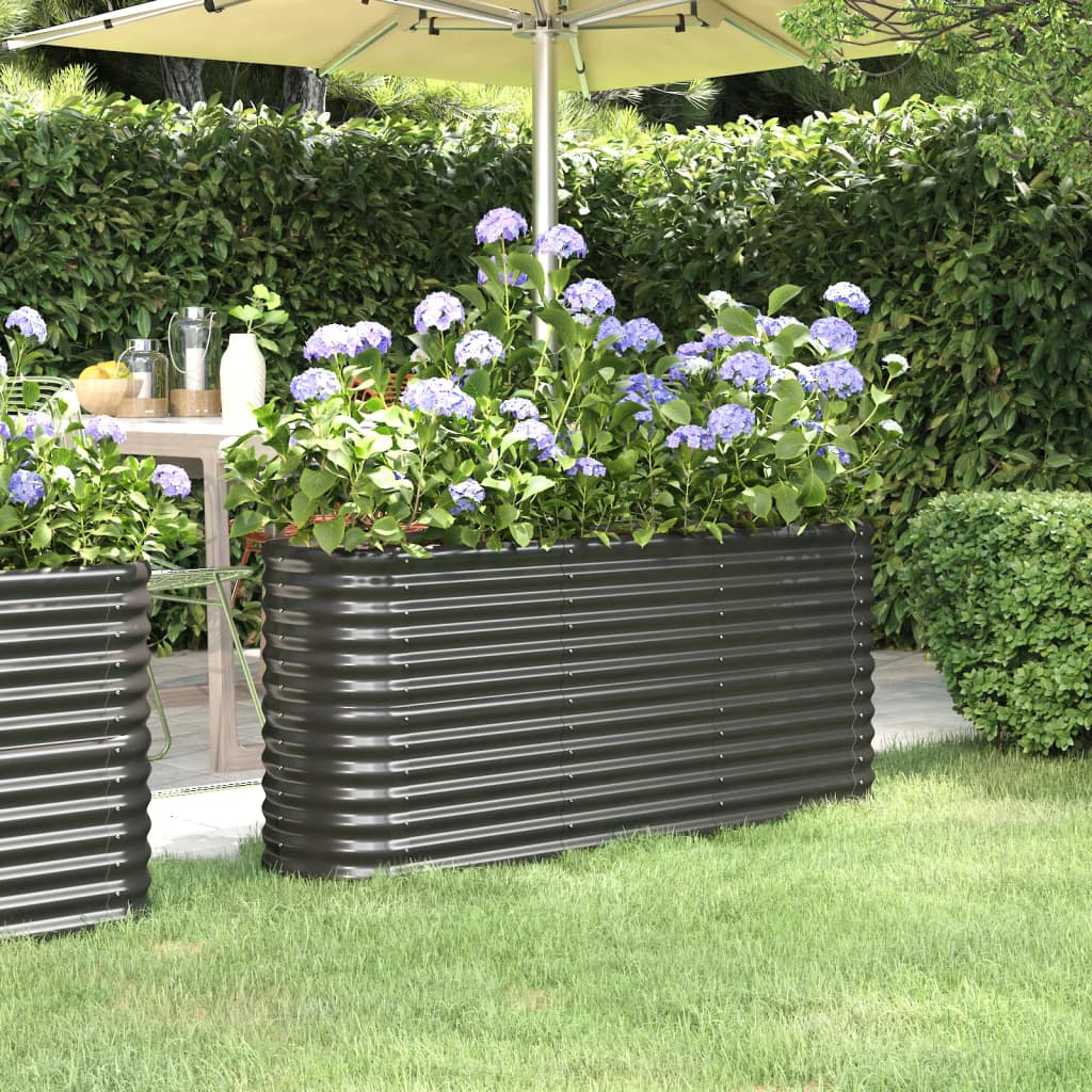 vidaXL plantekasse 152x40x68 cm pulverlakeret stål antracitgrå