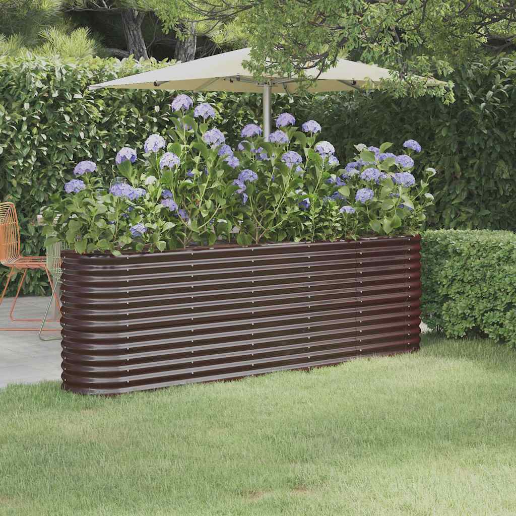 Plantekasse 224 × 40 × 68 cm - galvaniseret stål, brun
