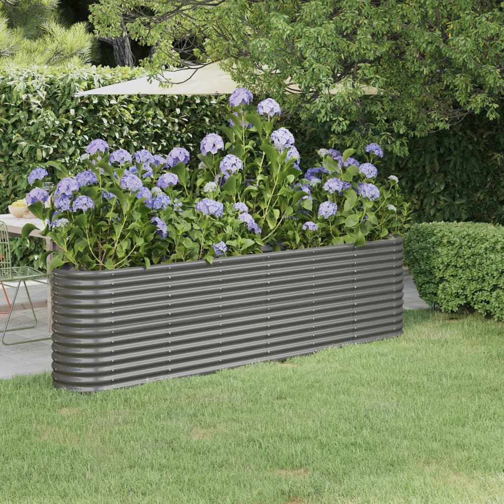 vida XL Hochbeet Pulverbeschichteter Stahl 260x 40x 68 cm Grau