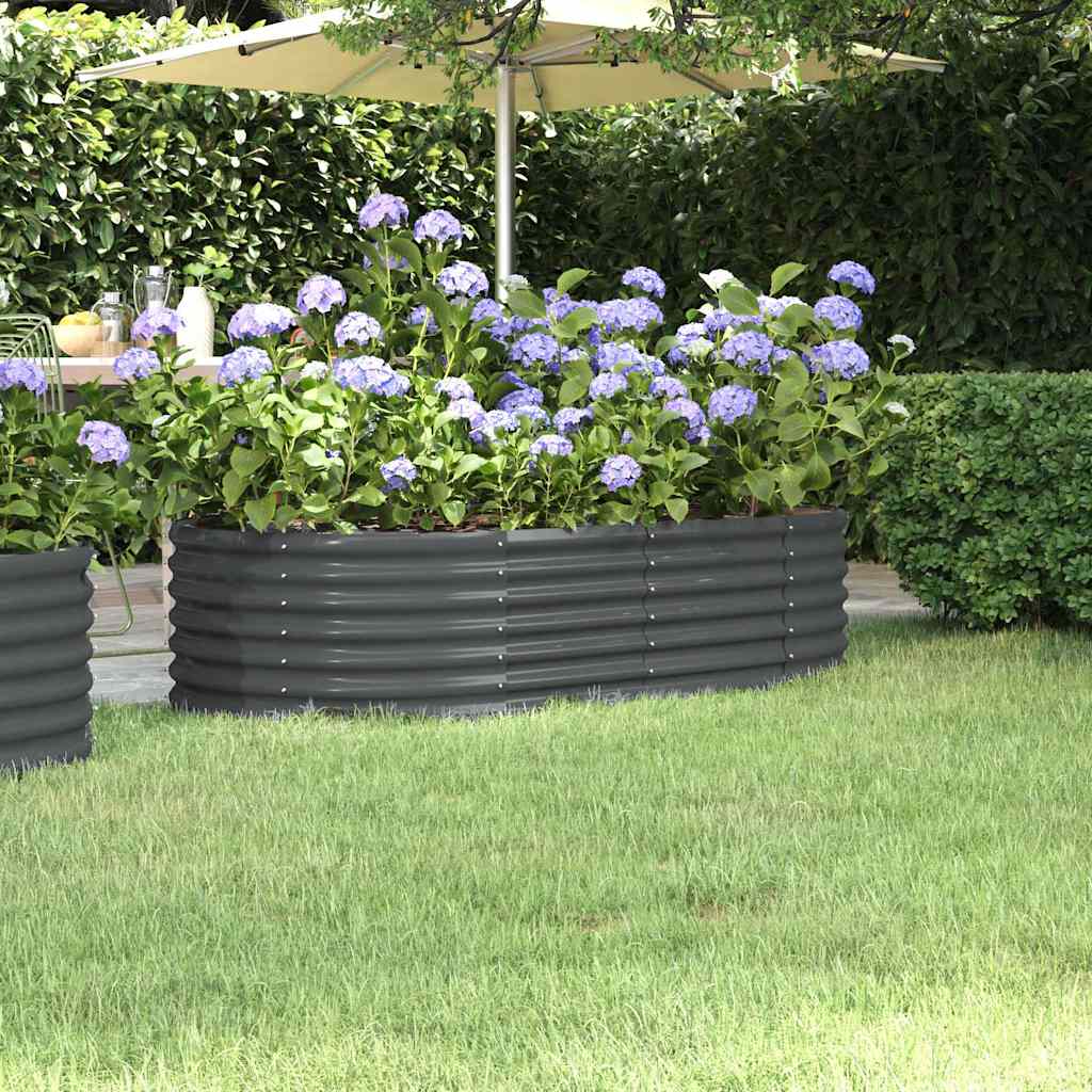 Oval plantekasse 152 × 80 × 36 cm i galvaniseret stål - antracitgrå