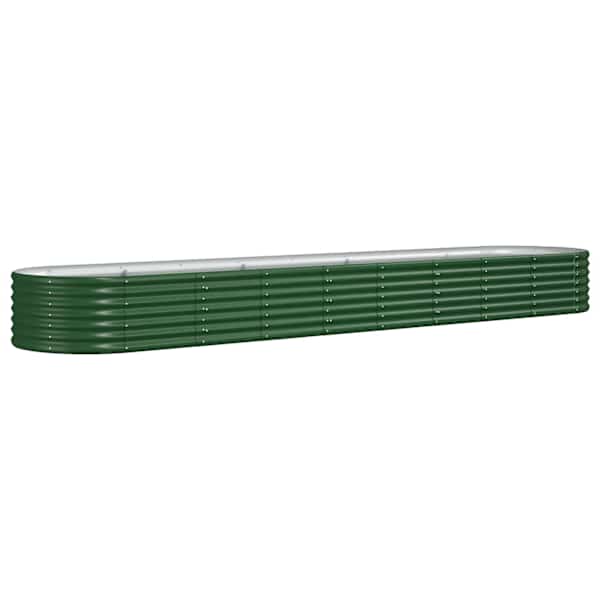 vidaXL aia taimelava, galvaniseeritud teras, 368x80x36 cm, roheline