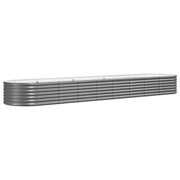 vidaXL aia taimelava, galvaniseeritud teras, 368x80x36 cm, hall