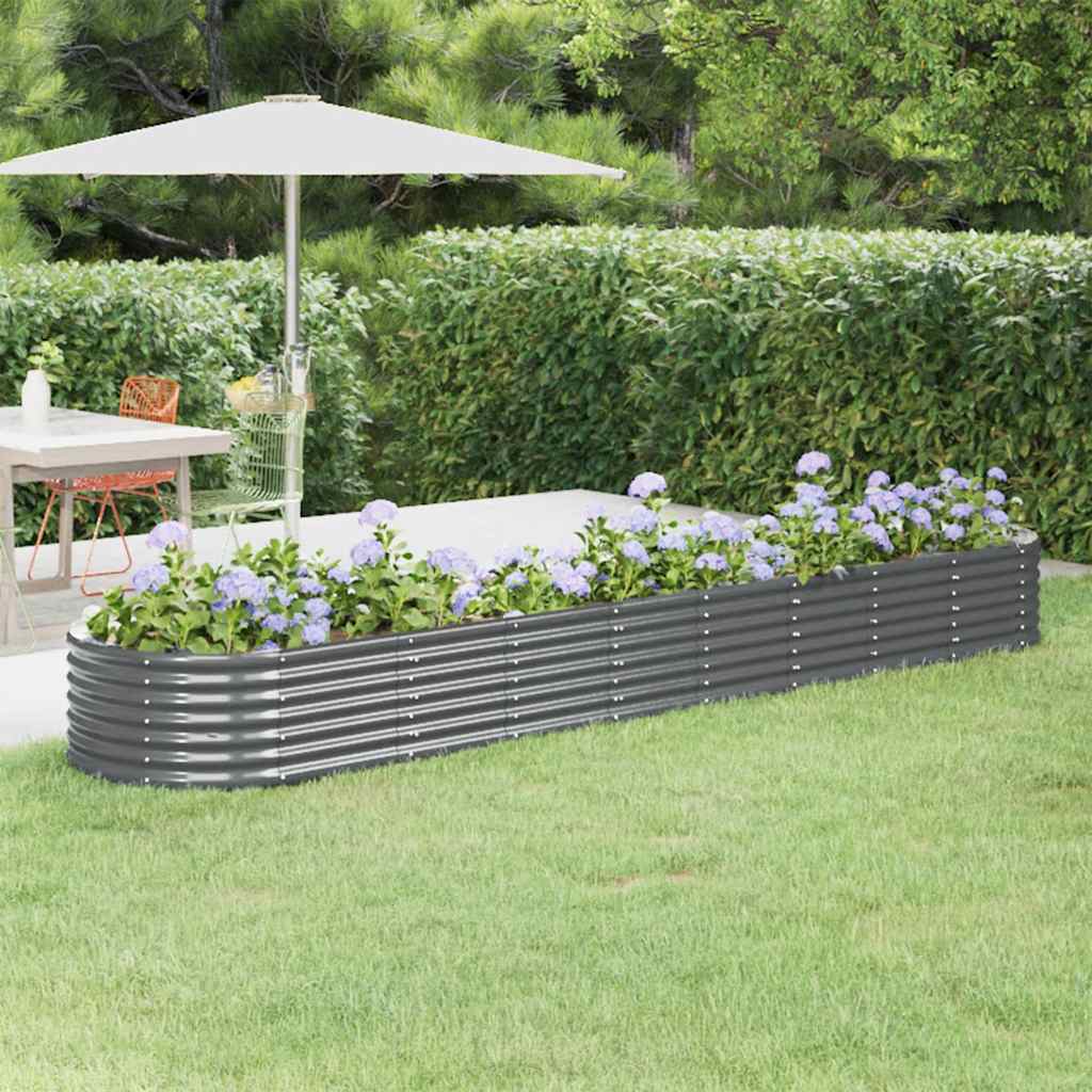 vidaXL Hochbeet Pulverbeschichteter Stahl 368x80x36 cm Anthrazit
