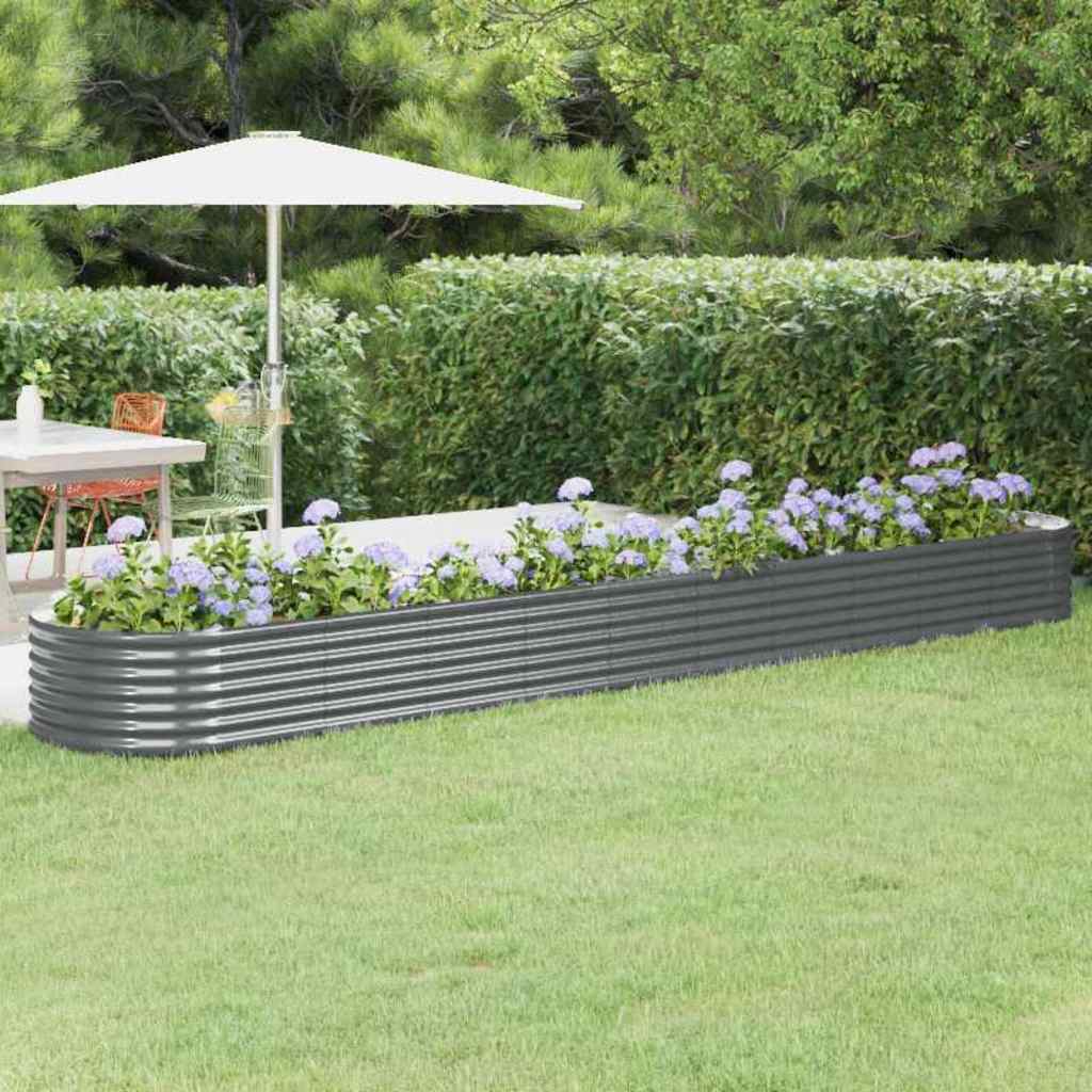 vidaXL Hochbeet Pulverbeschichteter Stahl 440x80x36 cm Anthrazit