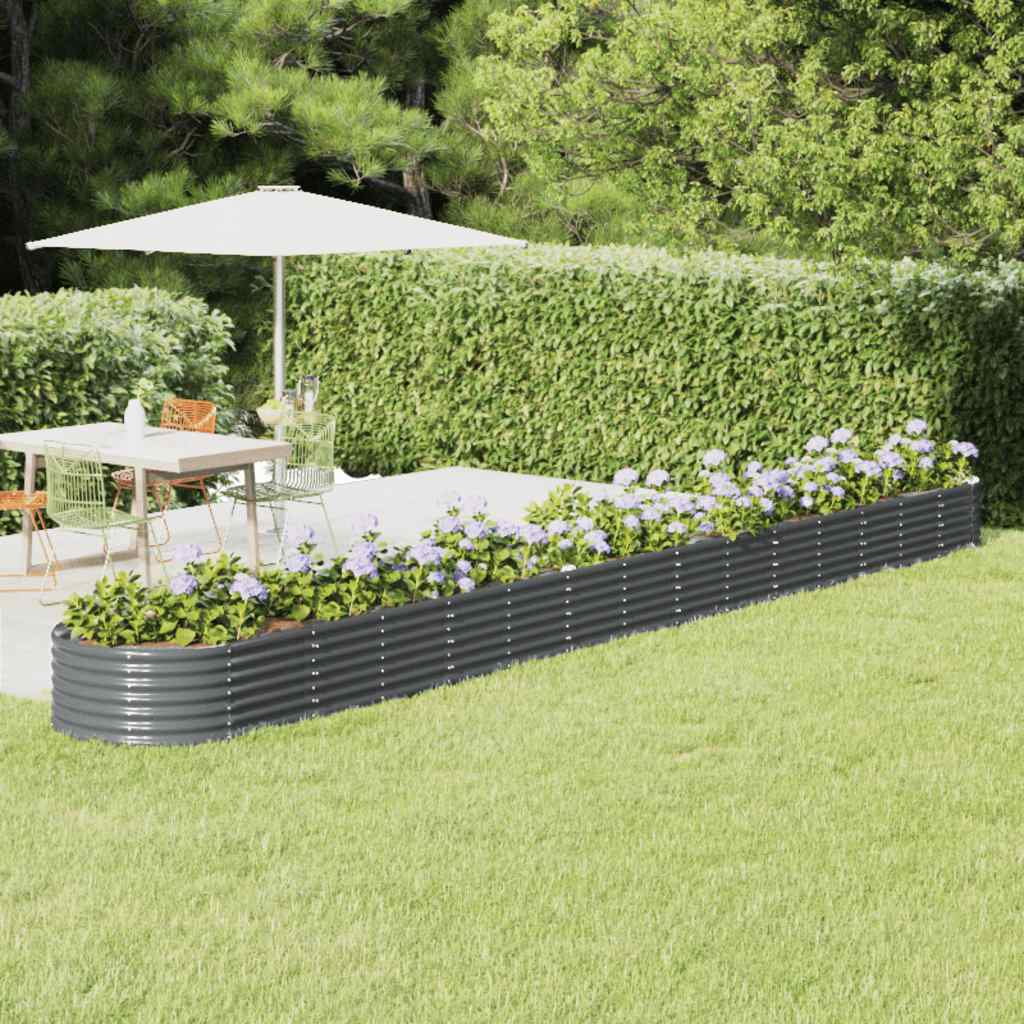 vidaXL Hochbeet Pulverbeschichteter Stahl 620x80x36 cm Anthrazit