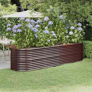 Visoka greda iz cinkanega jekla 296x80x68 cm rjava