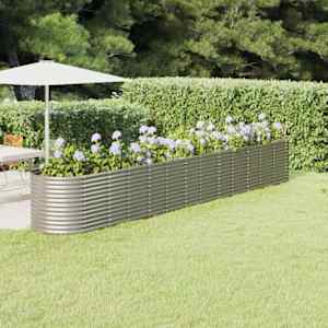 Visoka greda iz prašno premazanega jekla 512x80x68 cm srebrna