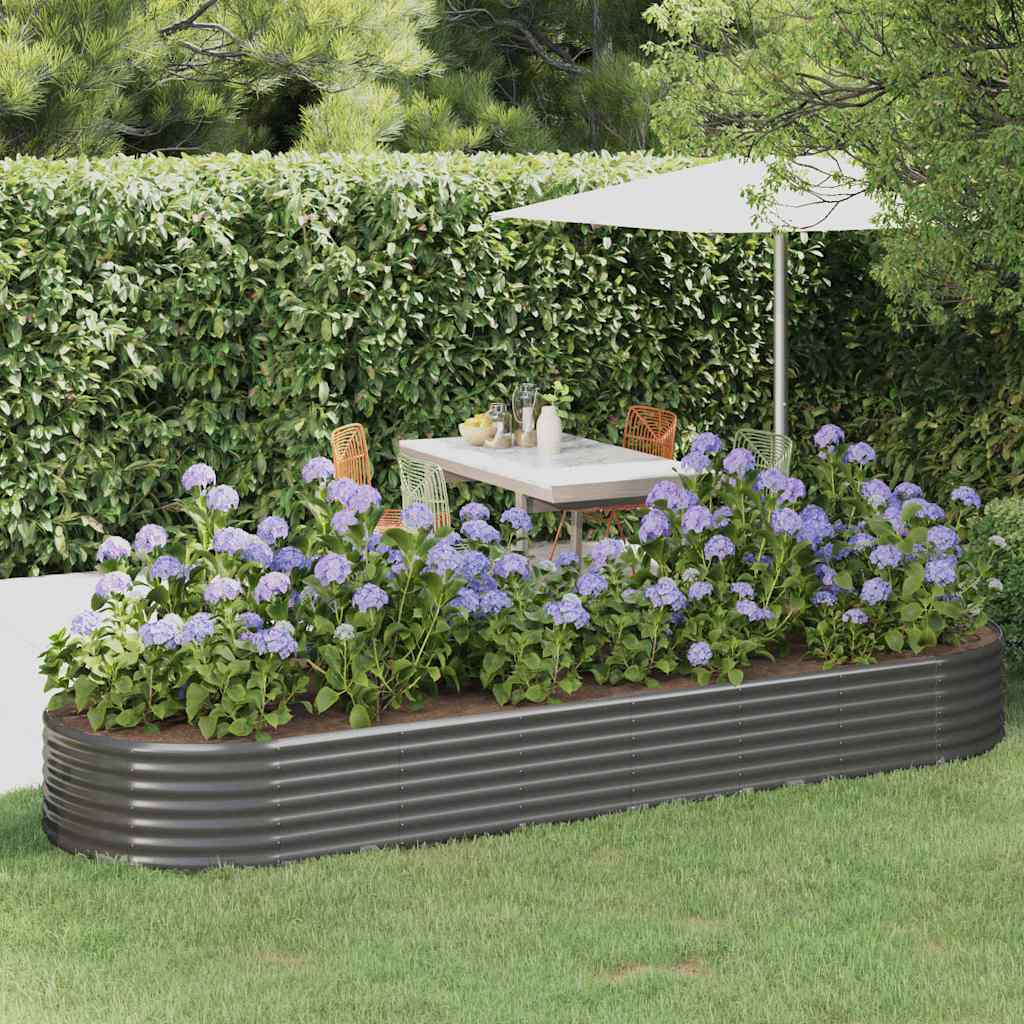 vidaXL plantekasse 322x100x36 cm galvaniseret stål grå